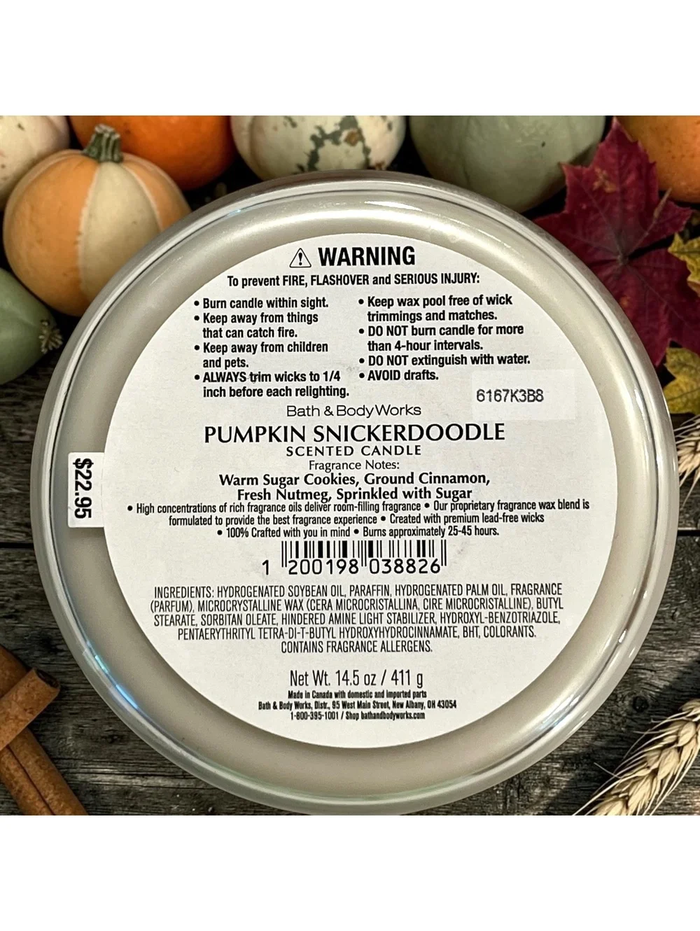 Bath & Body Works Pumpkin Snickerdoodle 3-Wick Candle 14.5 oz NEW Fall